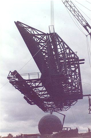 Reflector hanging from crane