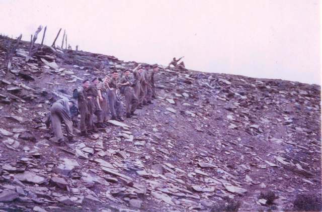 Ascending the slate tip